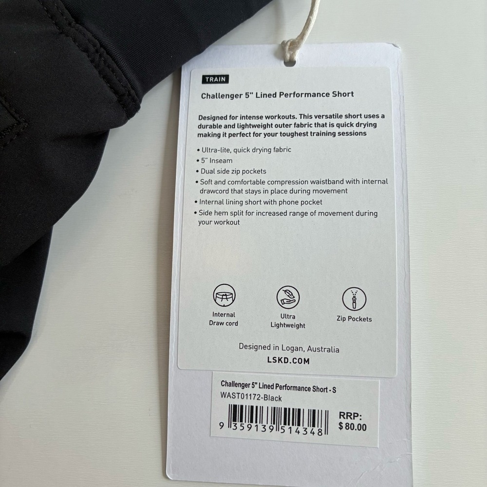 NWT LSKD Challenger 5" Lined Performance Shorts Womens Small Black Training Gym - Picture 8 of 8